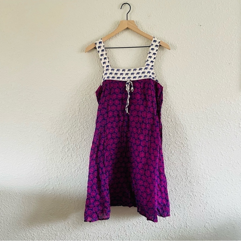 Anthropologie Hei Hei Purple & Blue Elephants Dress - Picture 2 of 9
